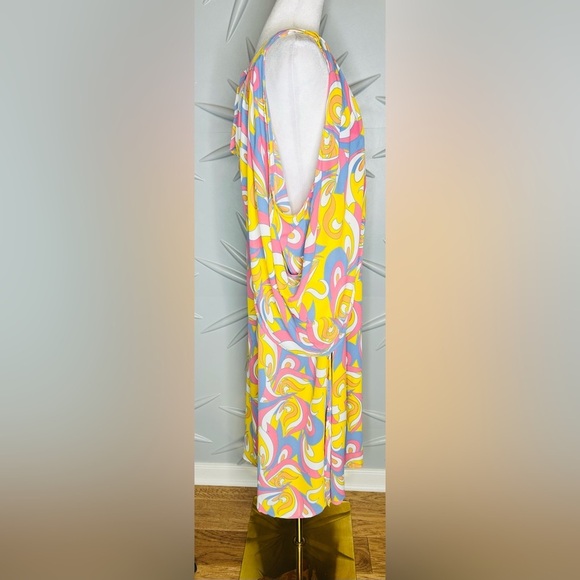 Ashley Stewart NWT SZ 26/28 yellow, pink, white, orange&blue tunic top, bust 57” - Picture 3 of 4